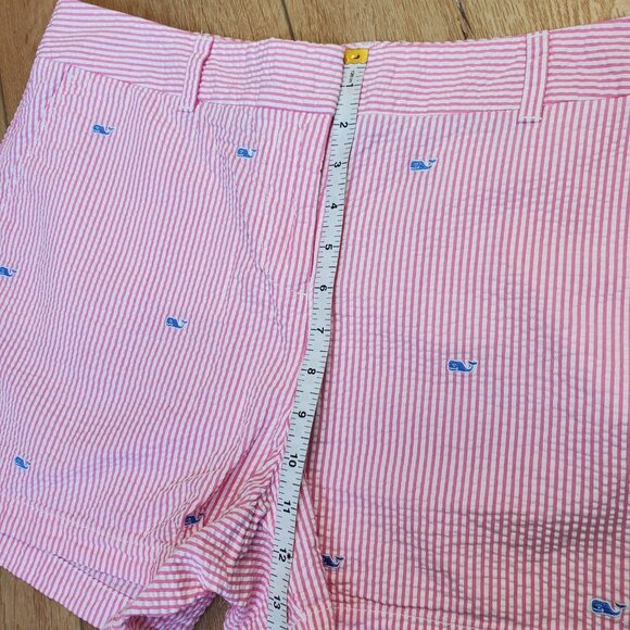 Vineyard Vines Womens Seersucker Pink White Nautical Whale Size L Beachy Preppy - Picture 13 of 14
